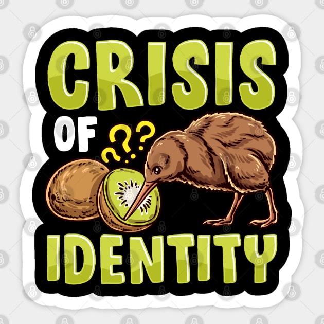 Same Name Crisis Identity Kiwi Fruit New Zealand Kiwi Bird Sticker by belownormal